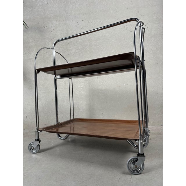 Wood Vintage Foldable Serving Trolley, 1960s For Sale - Image 7 of 14