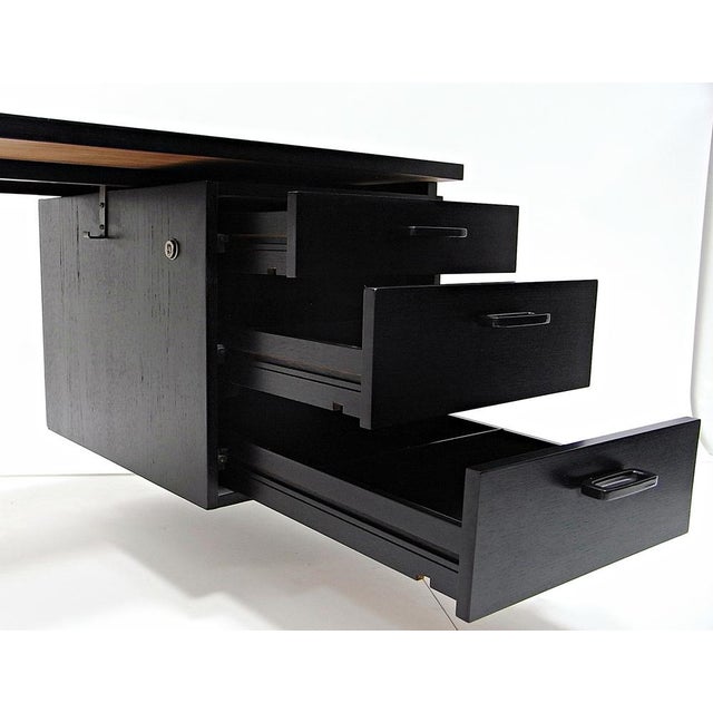 Wood Writing Desk in Black Stained Oak by Herbert Hirche for Christian Holzäpfel KG, Germany, 1960s For Sale - Image 7 of 10