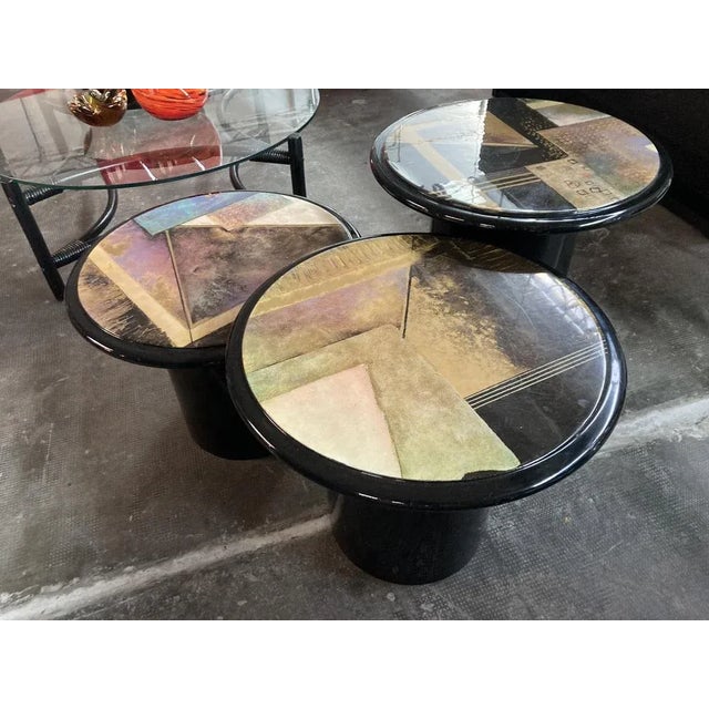 1980s Miami Vice Style Round Side Tables, 1980s, Set of 3 For Sale - Image 5 of 8