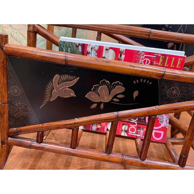 Vintage English Victorian Rattan Chinoiserie Bamboo Magazine Holder For Sale In Miami - Image 6 of 10