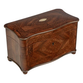 French Napoleon III Marquetry Inlaid Serpentine Form Tea Caddy Circa 1880 For Sale