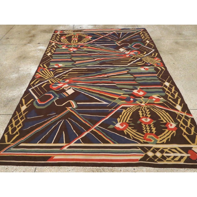 Mid 20th Century Galerie Shabab Collection Antique Romanian Flat-Weave Rug For Sale - Image 5 of 13