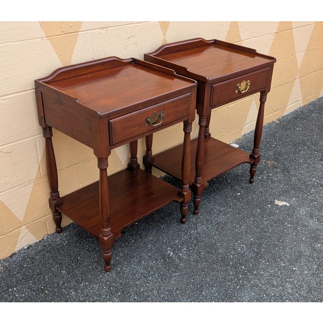 Mid 20th Century Mid 20th Century Pair of Henkel Harris Cherry Nightstands For Sale - Image 5 of 12