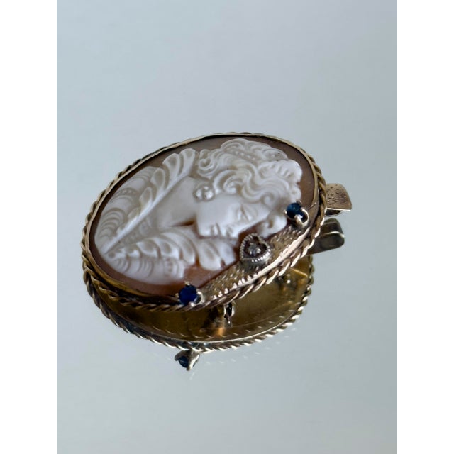 Victorian 1940s 14k Gold Edwardian Style Shell Cameo Habillé Convertible Brooch Pendant For Sale - Image 3 of 9
