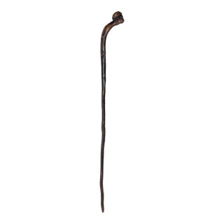 Share Antique 19th Century Hand Carved Folk Art Monkey Lizard Walking Stick Cane For Sale