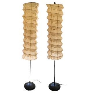 Asian-Inspired Paper Lamps - a Pair For Sale