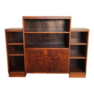 Art Deco Tiger Oak Bookshelf Cabinet 1920s For Sale