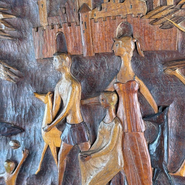Hand-Carved Panel with Narrative Relief by Giovanni Gariboldi, 1950s For Sale - Image 9 of 15