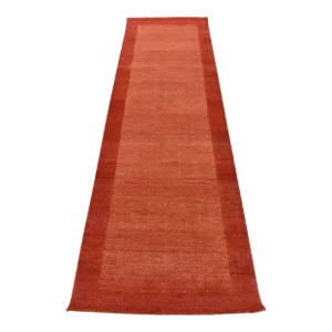Gabbeh Runner 3′ X 9’8” Red Wool Contemporary Hand-Knotted Rug