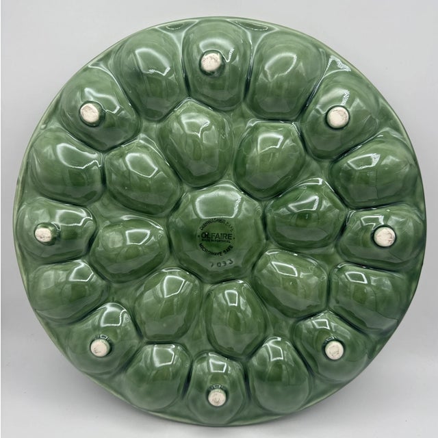 Add a touch of classic European charm to your table with this beautiful vintage Olfaire Portugal cabbage leaf deviled egg...