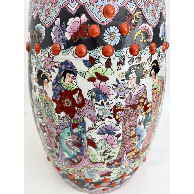 Vintage Mid-Century Famille Noire Porcelain Garden Stool Side Table For Sale - Image 10 of 11