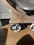 Wood Restoration Hardware Bar Cart — Industrial Modern, Sculptural Wheels, Two‑Tier Design For Sale - Image 7 of 8
