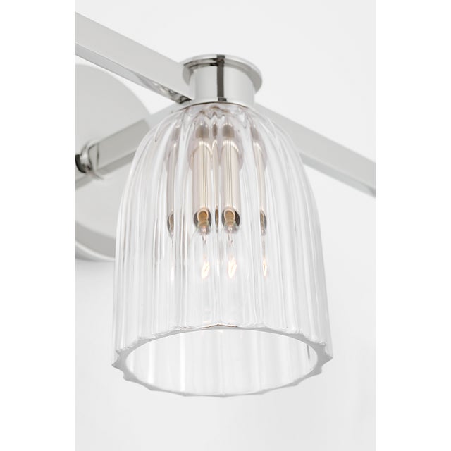 Visual Comfort AERIN for Visual Comfort Signature Asalea Triple Vanity Light in Polished Nickel with Clear Glass For Sale - Image 4 of 8