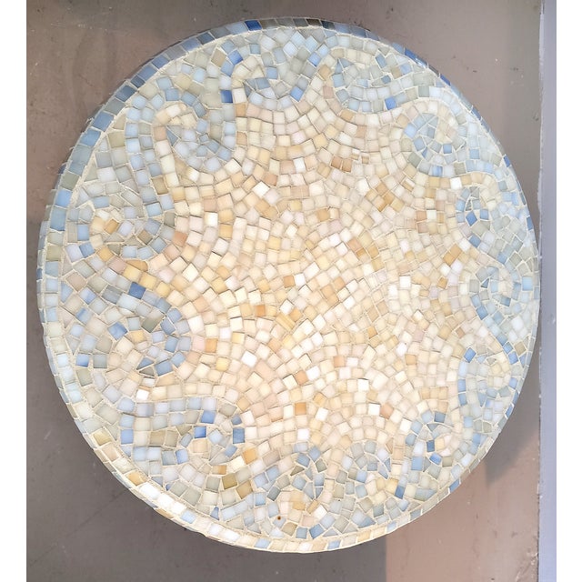 Vintage Mosaic Tile Side Table W/ Wrought Iron Base Chairish