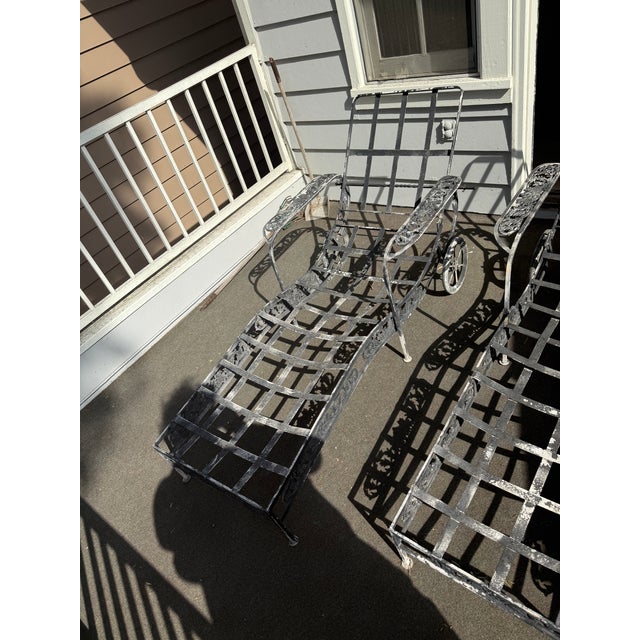 Pair of Vintage Molla Cast Aluminum Chaise Lounges For Sale - Image 13 of 15