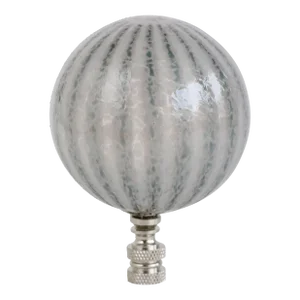 Handblown Striped Glass Lamp Finial on Chrome Hardware