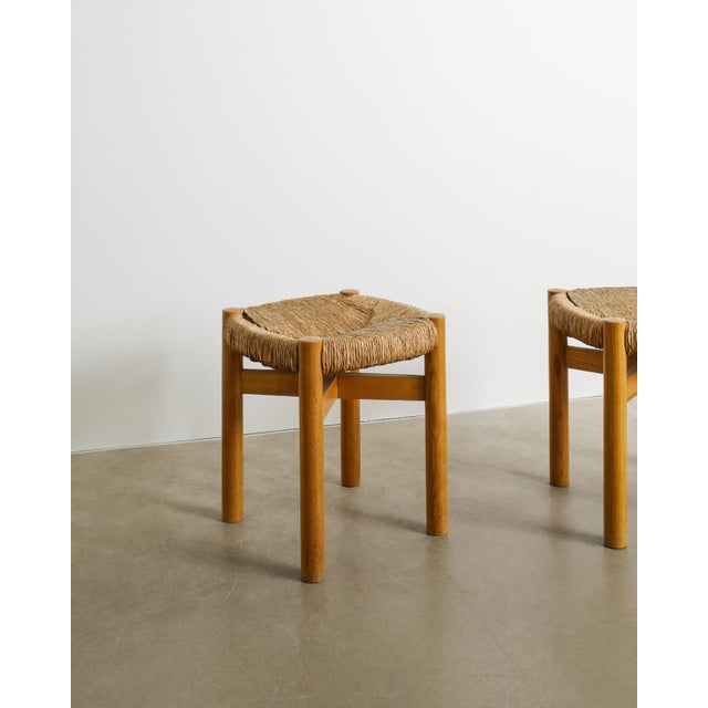 Mid-Century Modern French Wooden Meribel Stools by Charlotte Perriand, 1960s, Set of 2 For Sale - Image 3 of 5