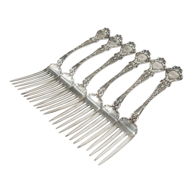 Late 19th Century Devil or Jester Face Decorated Sterling Silver Dinner Forks - Set of 6 For Sale
