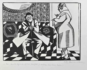 Hermann Paul, The Wait, Original China Ink Drawing, Early 20th Century