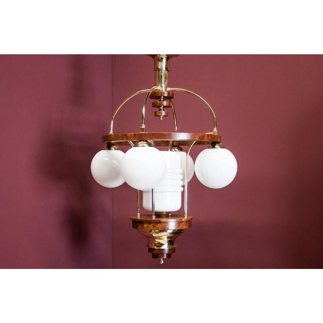 Metal Art Deco Chandelier, Poland, 1940s For Sale - Image 7 of 7