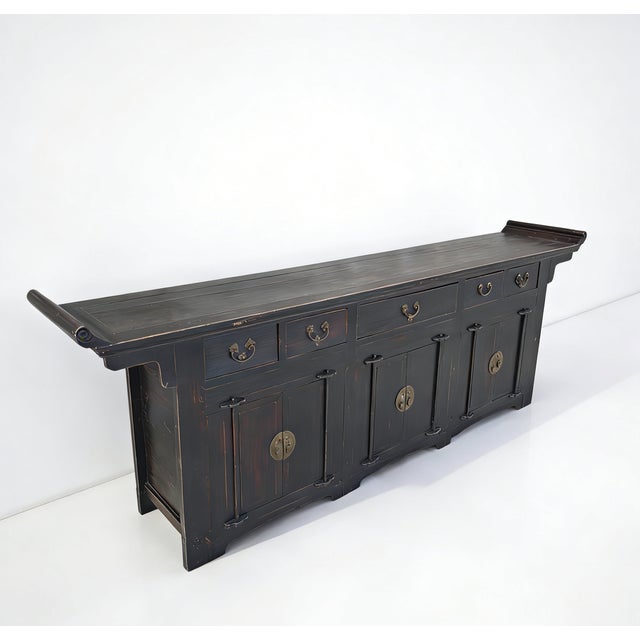 Chinese 9' Feet Long Antique Chinese Elm Sideboard From Shanxi, Circa 1786 For Sale - Image 3 of 5