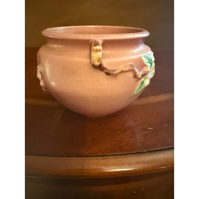 Roseville Pottery Roseville Art Pottery Apple Blossom Small Jardiniere Vase #300-4 Usa ca.1948 For Sale - Image 4 of 8