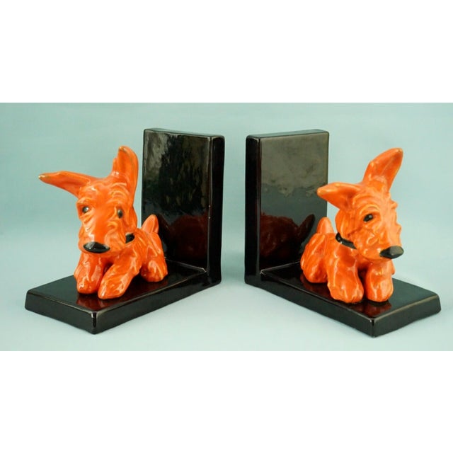 Art Deco Ceramic Scotch Terrier Bookends by Ida Meisinger for Goldscheider, Austria, 1920s, Set of 2 For Sale - Image 3 of 18