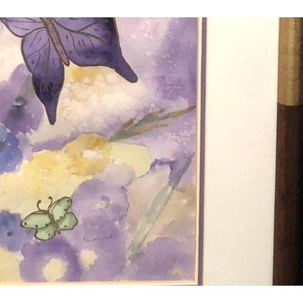 1980s Large Framed Original Watercolor Painting "Papillion" by Eleanor Eastwood For Sale - Image 11 of 11