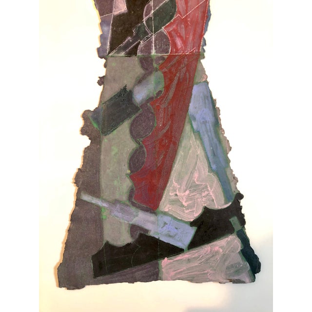 1980s Sandy Kinnee, Abstract Modernist Colorful Mixed Media Monoprint Screen-print Handmade Paper, c.1980's For Sale - Image 5 of 7