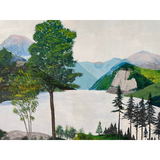 1970s 1970’s Vintage Impressionist Winter Mountain Landscape Oil on Canvas, Framed For Sale - Image 5 of 12