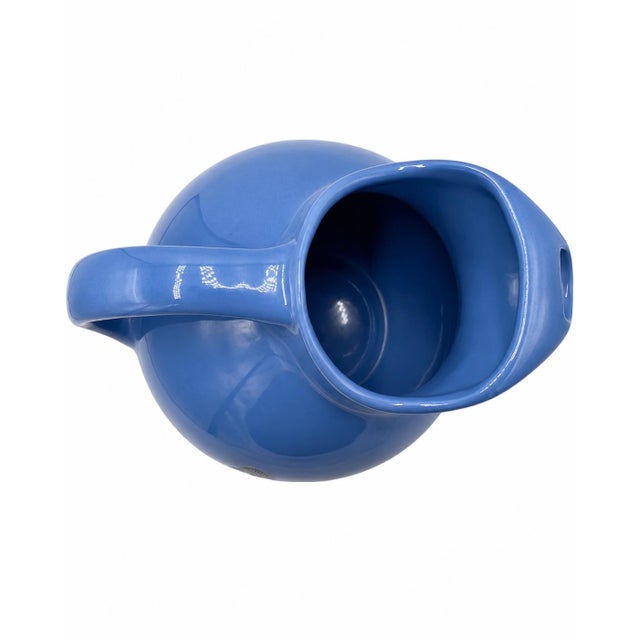 Ceramic Vintage El Morocco Nyc Nightclub Blue Ceramic Water Pitcher Zebra Logo Barware For Sale - Image 7 of 11
