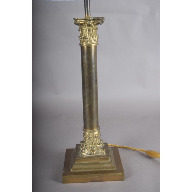 Gold Vintage Brass Column Table Lamp, 1950s For Sale - Image 8 of 9