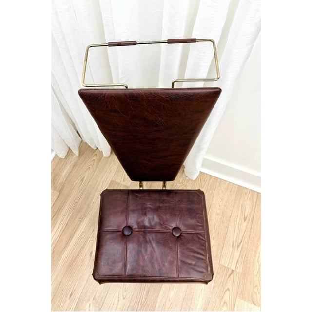 Brown Vintage MCM Pearl Wick – Brown Faux Leather Valet Dressing Chair For Sale - Image 8 of 8