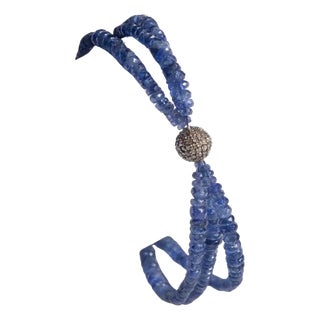 1990s Blue Sapphire and Diamond Beaded Bracelet by Deborah Lockhart Phillips For Sale