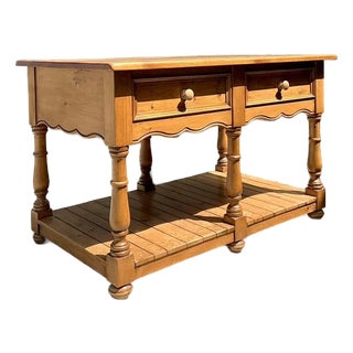 Vintage Knotty Pine Plank Center Island For Sale