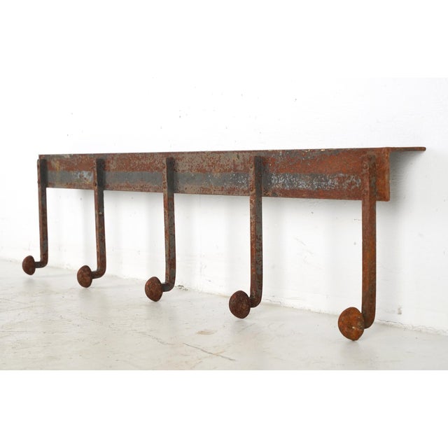 Industrial Antique Wrought Iron Industrial Peg Wall Rack For Sale - Image 3 of 6