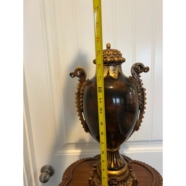 Brown Classic Style Porcelain Urn For Sale - Image 8 of 11
