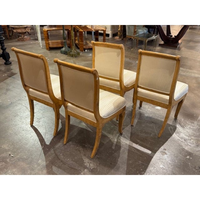 Traditional Antique Set of Four French Charles X Satin Wood Inlaid Dining Chairs For Sale - Image 3 of 5