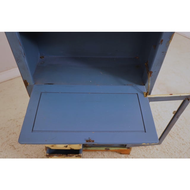 Distressed Painted Finish Bookcase Desk Cabinet For Sale - Image 4 of 12