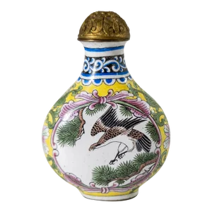 20th Century Chinese Chinoiserie Peking Canton Enamel Snuff Bottle