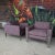Purple Pair of Chrome Cube Club Chairs Newly Upholstered in a Great Multi Color Texture Fabric For Sale - Image 8 of 13