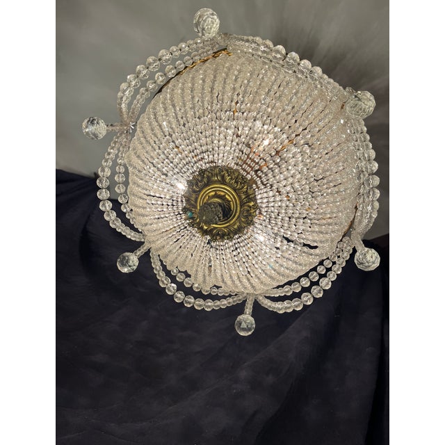Transparent 19th Century French Empire Crystal Basket Chandelier For Sale - Image 8 of 15