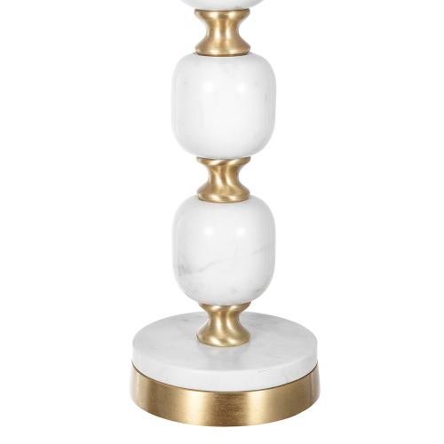 This table lamp is crafted from a robust blend of marble and aluminum, with a round base creating a retro yet modern...