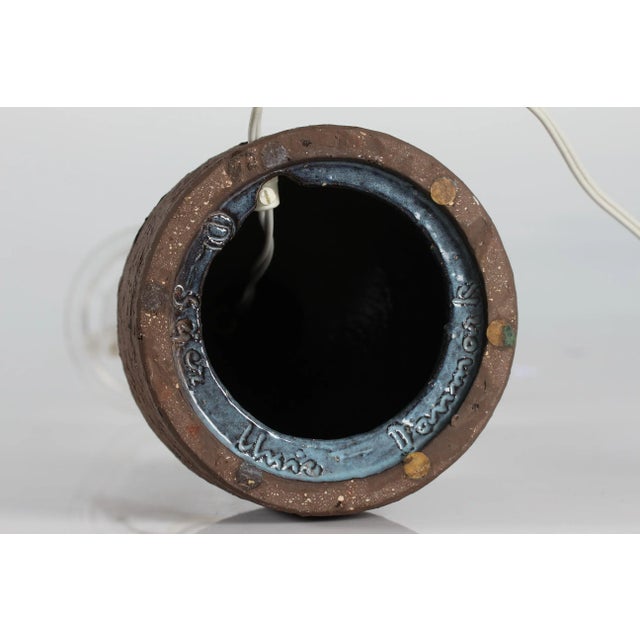Brutalist Brown and Blue Ceramic Table Lamp by Fridtjof Sejersen for Sejer Ceramic, Denmark, 1970s For Sale - Image 9 of 10