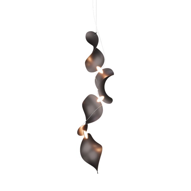 Dune 4 Vertical Line Pendant Light with Shades in Dark Bronze Metallic Tone by Daniel Becker for Moss Objects For Sale