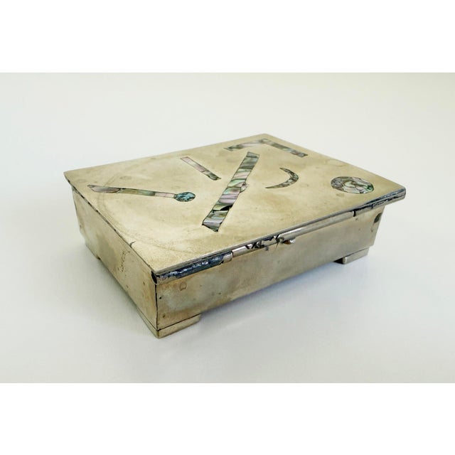 Mid-Century Modern 1960s Alpaca Silver & Abalone Trinket Box, Mexico For Sale - Image 3 of 10