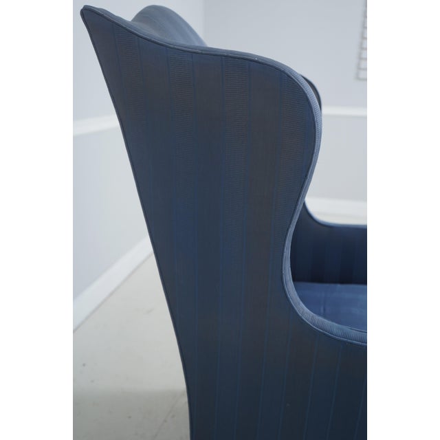 Southwood Blue Upholstered French Foot Mahogany Wing Chair For Sale - Image 11 of 18