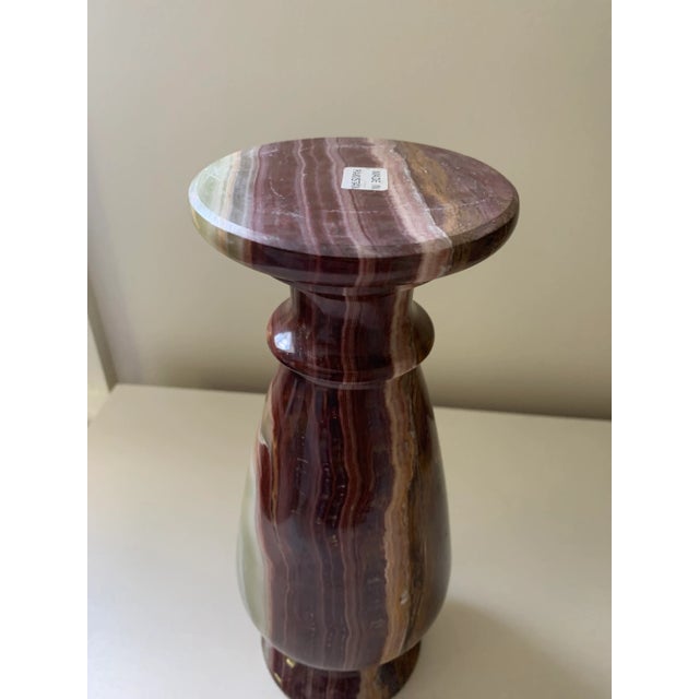 Burnt Umber Transitional Honey Large Marble Onyx Vase For Sale - Image 8 of 9