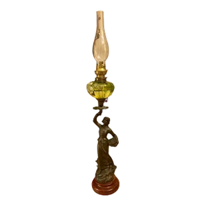 Antique French Art Nouveau Figural Oil Lamp