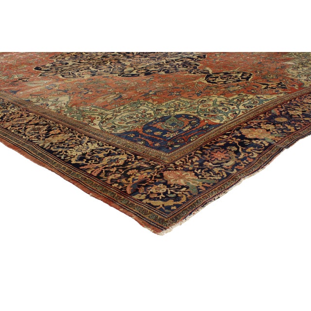76780 Antique Persian Farahan Sarouk Rug, 10'06 x 13'07. The Noble Garden: A Late 19th Century Persian Farahan Masterpiece...